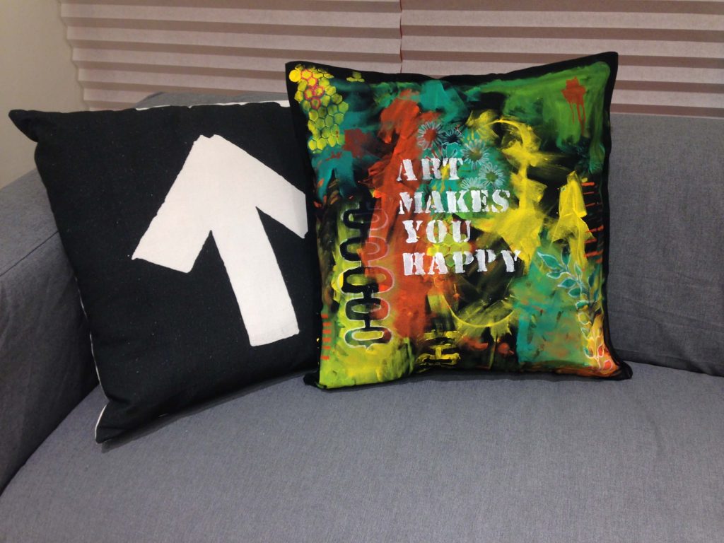 Acrylic paint on pillow