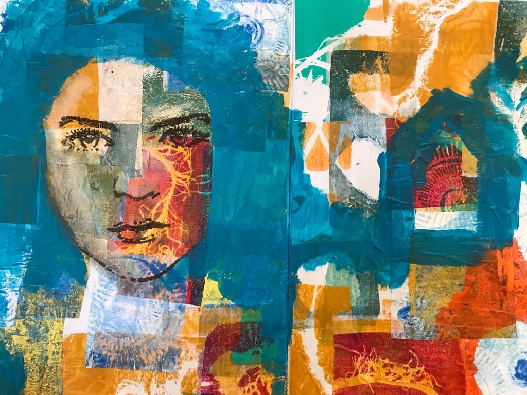 Painted paper collage
