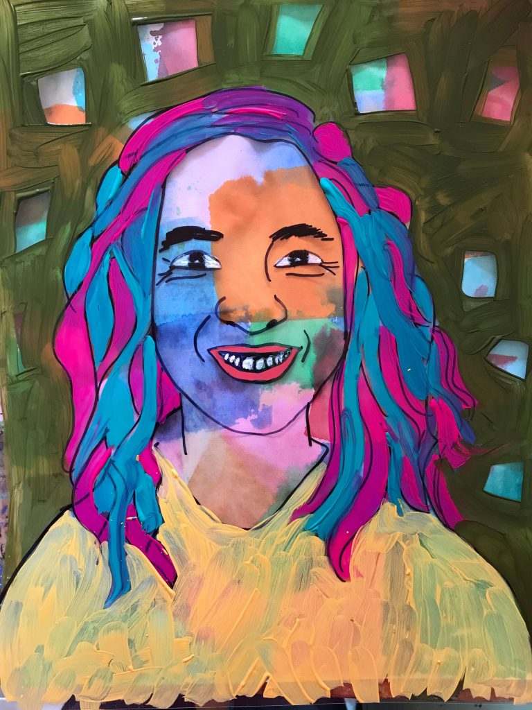self portrait on a transparency