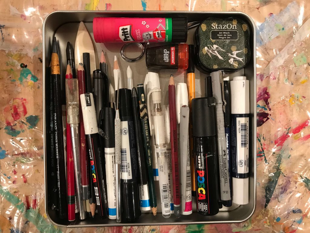 Organizing art journaling supplies