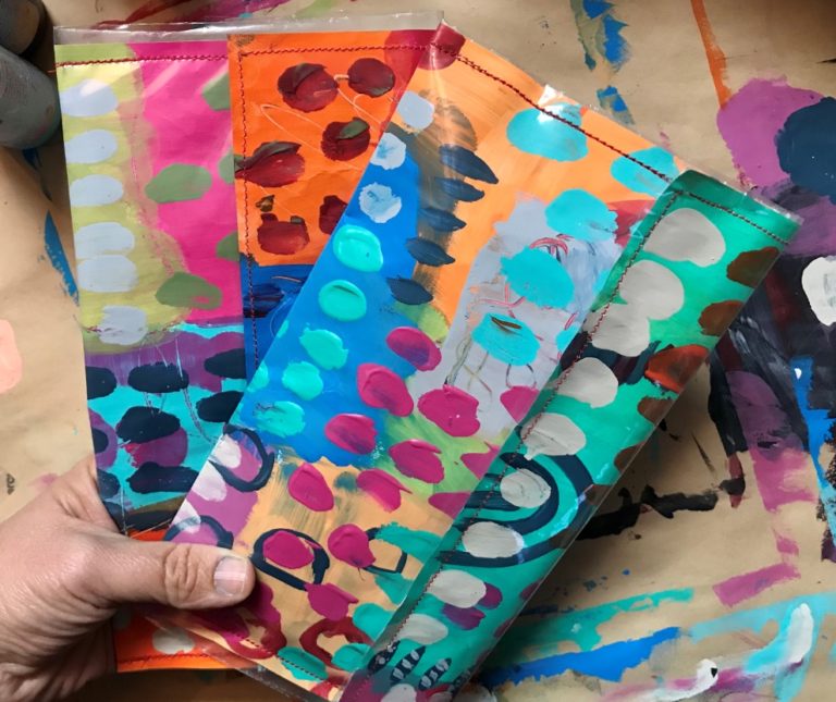 Painted paper purses