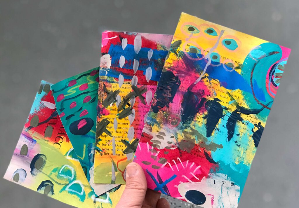 mixed media postcards