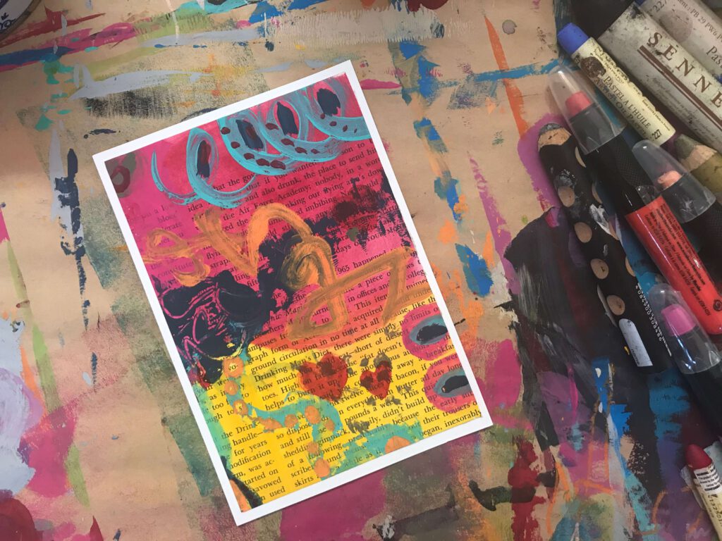 mixed media postcards
